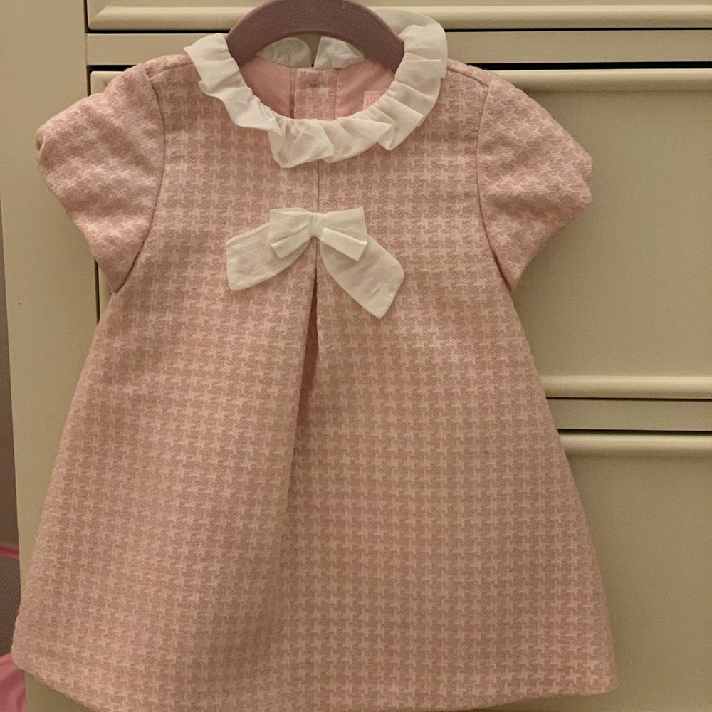 Mayoral dress, pink houndstooth, 12m